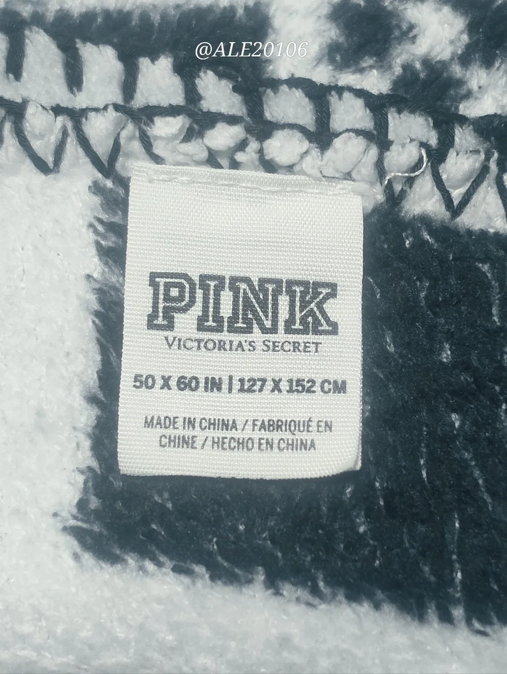 Victoria’s Secret PINK Blanket 50x60 Soft Cozy Throw Black White Pink Logo